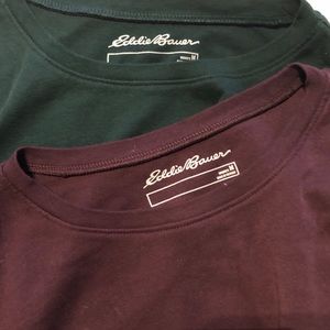 Two women’s Eddie Bauer long sleeve tees, sz M